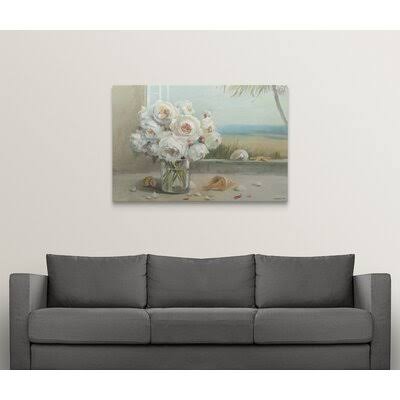 &Coastal Roses& Danhui Nai Painting Print Great Big Canvas Format: Canvas, Size: 32x22 H x 48x22 W x 1.5x22 D RHE0_J5ZBP19