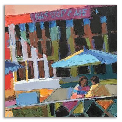 &Bus Stop Cafe& by Patti Mollica - Wrapped Canvas Painting Print Latitude Run Size: 16x22 H x 16x22 W x 1.5x22 D HTN2_C1ZEA62